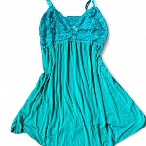 Chic 90s Teal Lace Mini Dress